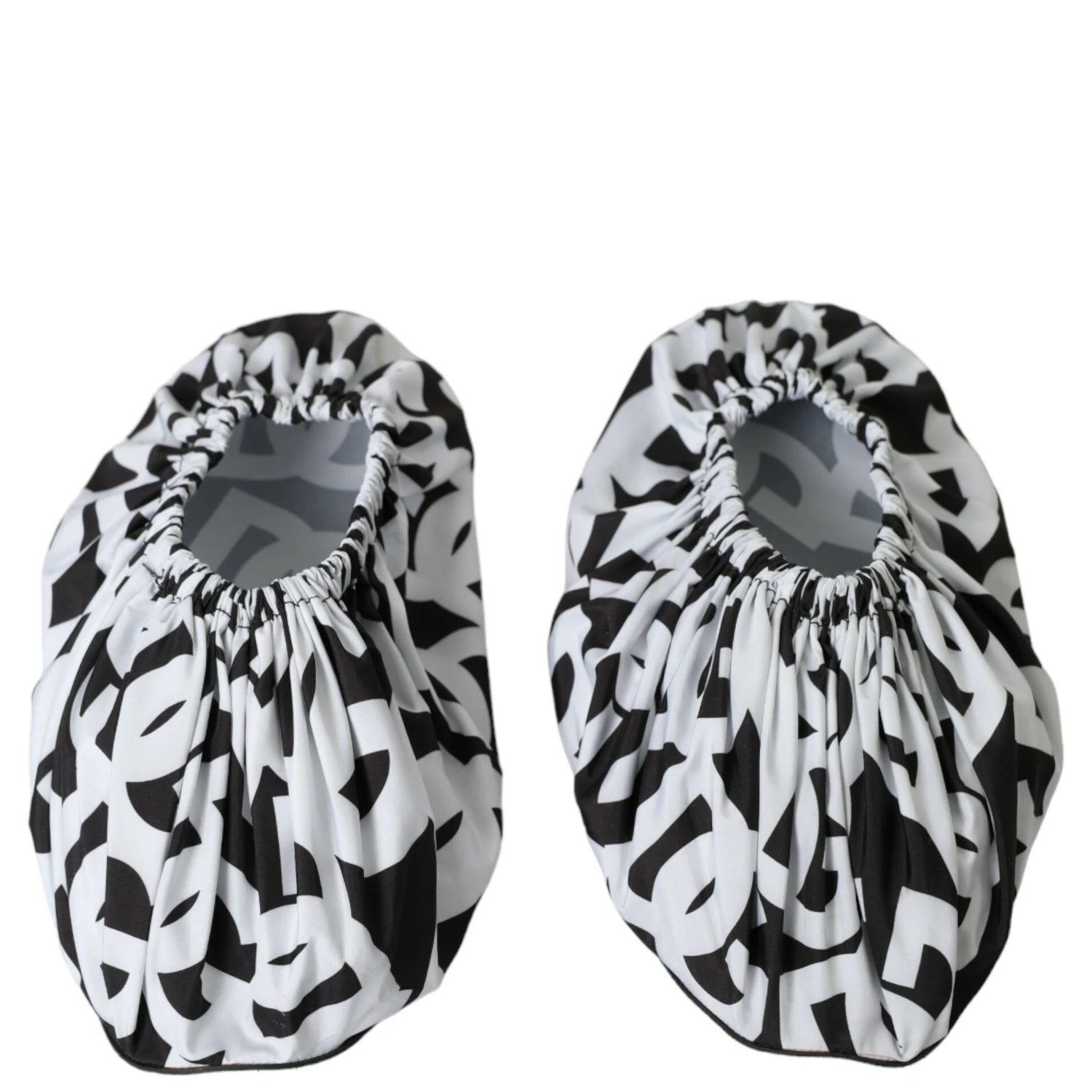 White Logo Print Nylon Slip On Flats Shoes