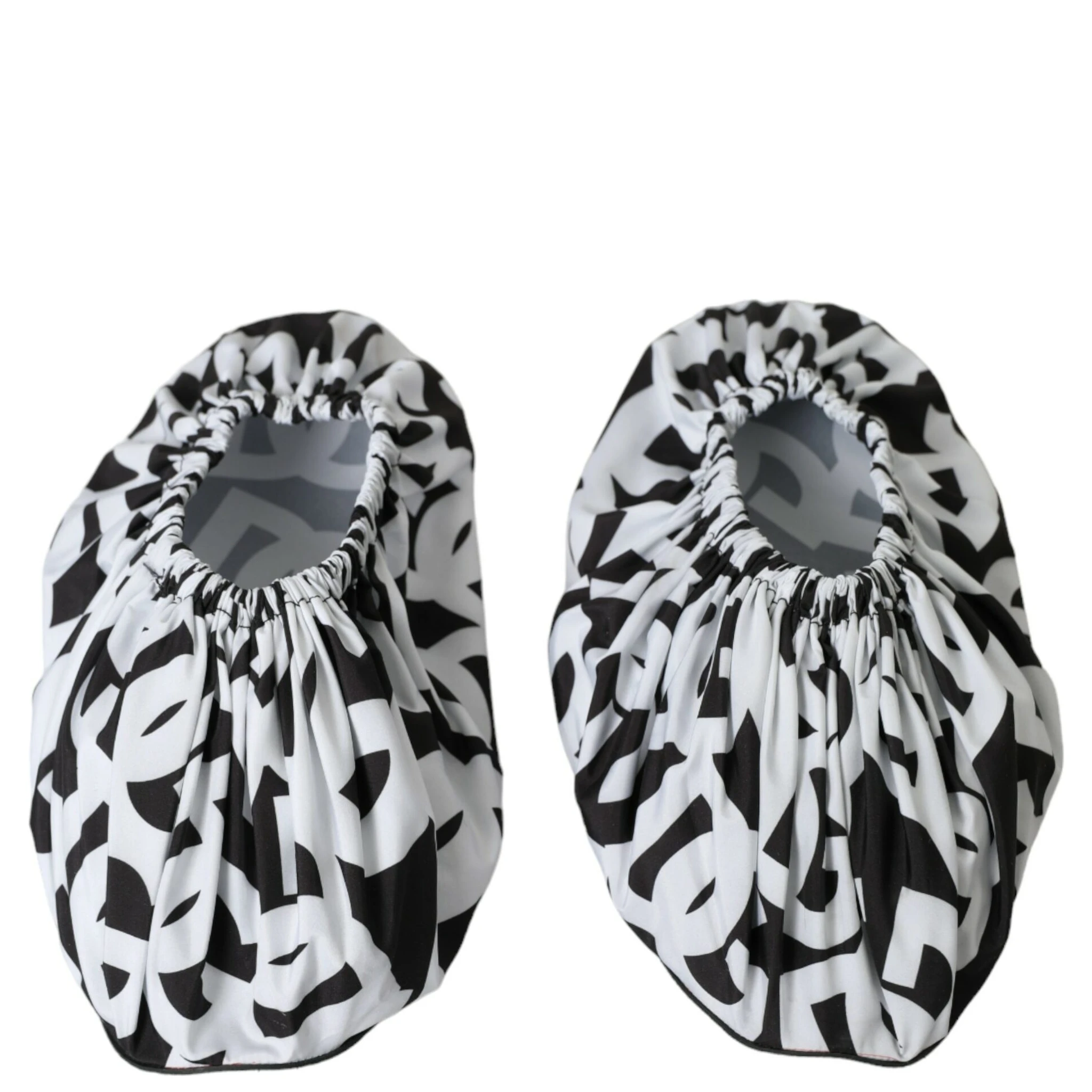 White Logo Print Nylon Slip On Flats Shoes