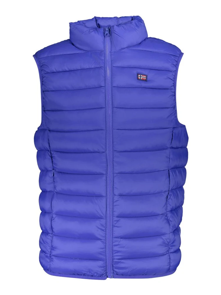 Blue Polyamide Sleveless Jacket