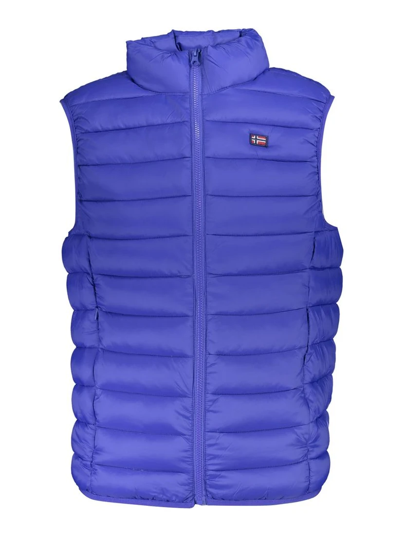 Blue Polyamide Sleveless Jacket