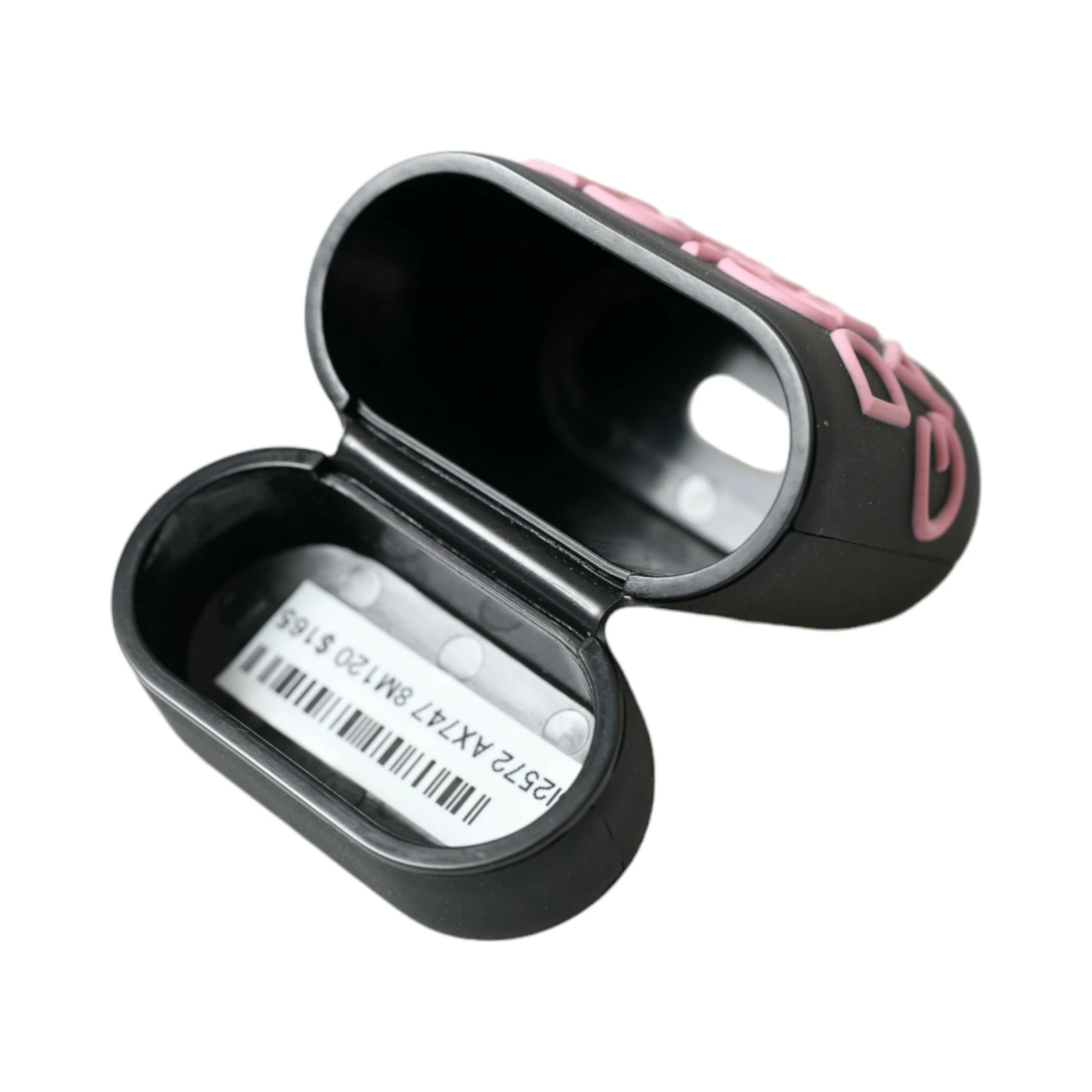 Black Pink Silicone Embossed Logo Airpods Case