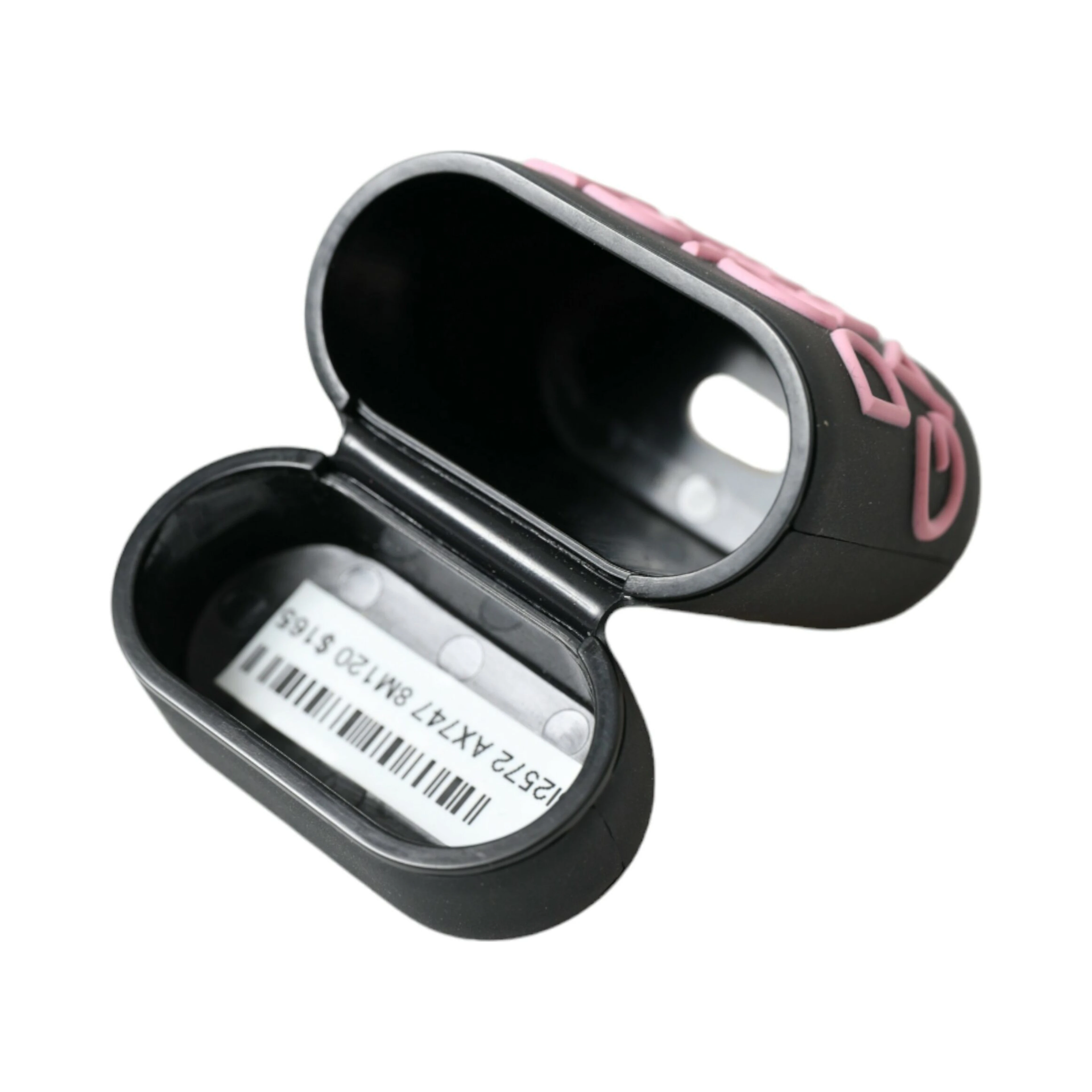 Black Pink Silicone Embossed Logo Airpods Case
