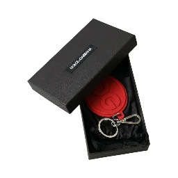Red Rubber DG Logo Silver Brass Metal Keyring Keychain