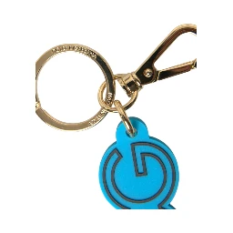 Blue Rubber Gold Tone Metal DG Logo Keyring Keychain