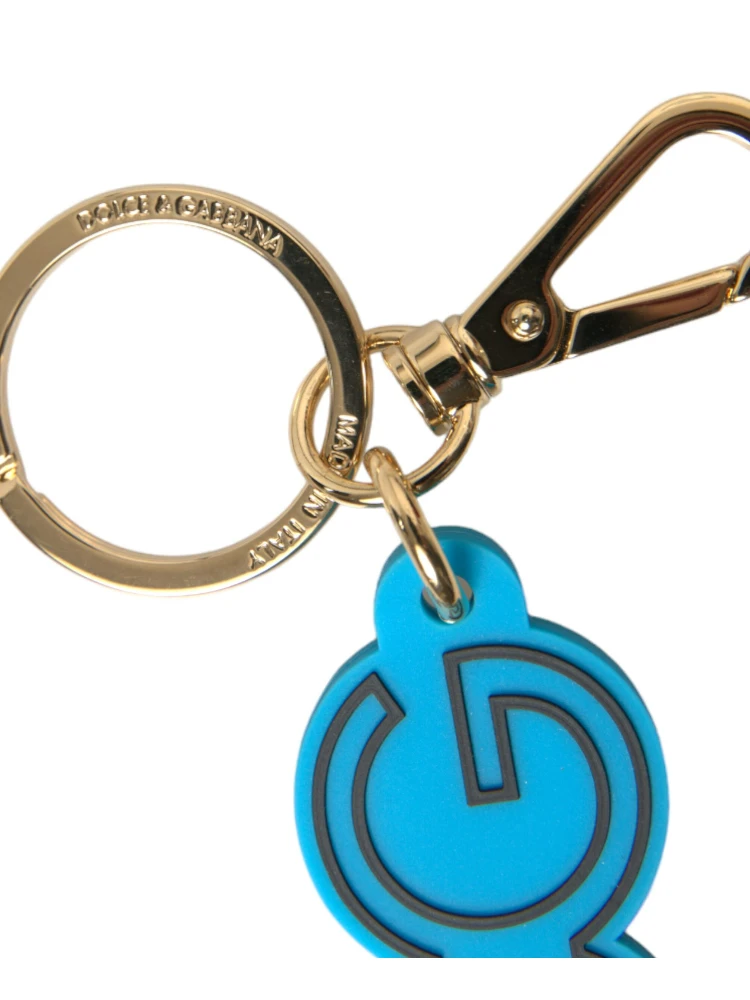 Blue Rubber Gold Tone Metal DG Logo Keyring Keychain alternative