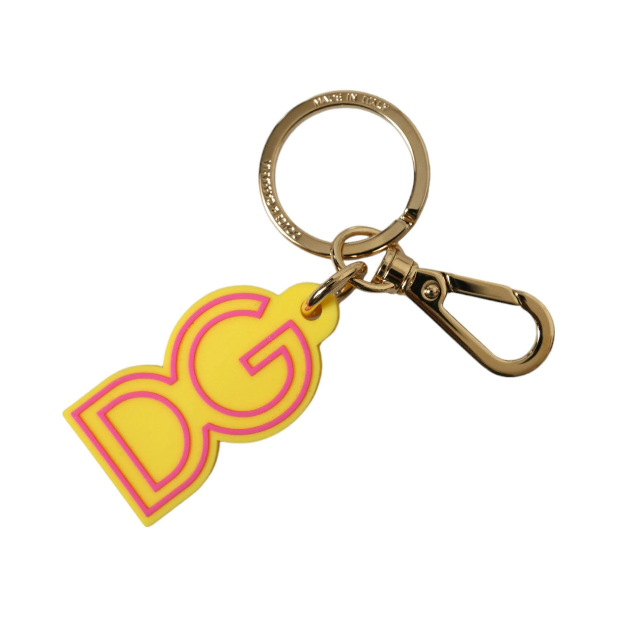Yellow Rubber Gold Tone Metal DG Logo Keyring Keychain