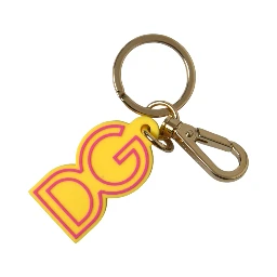 Yellow Rubber Gold Tone Metal DG Logo Keyring Keychain