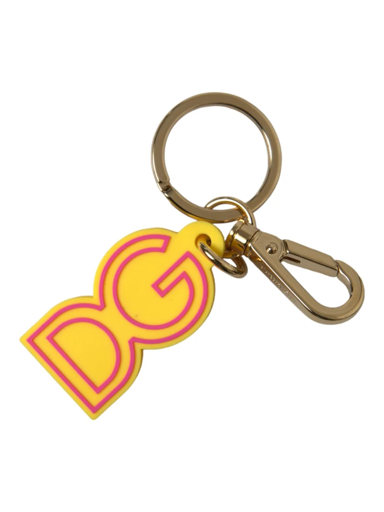 Yellow Rubber Gold Tone Metal DG Logo Keyring Keychain alternative