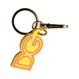Yellow Rubber Gold Tone Metal DG Logo Keyring Keychain