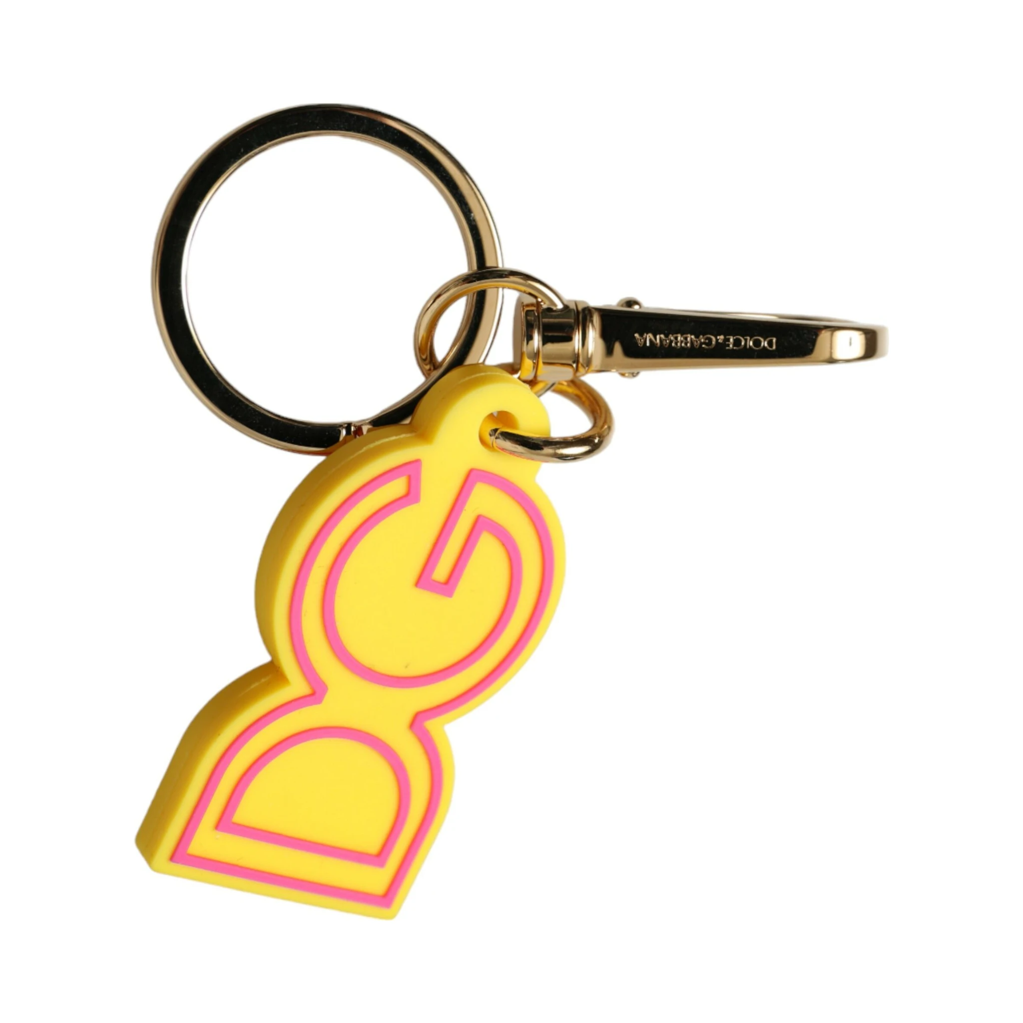 Yellow Rubber Gold Tone Metal DG Logo Keyring Keychain