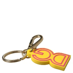 Yellow Rubber Gold Tone Metal DG Logo Keyring Keychain