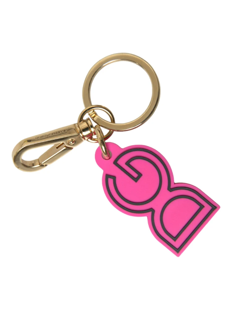 Pink Rubber Gold Tone Metal DG Logo Keyring Keychain alternative