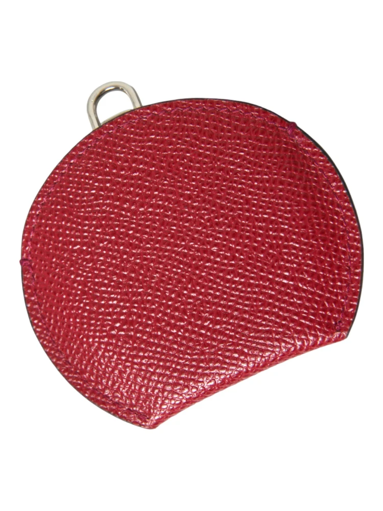 Red Calfskin Leather Round Logo Hand Mirror Holder alternative