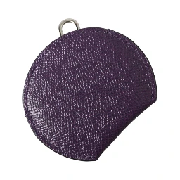 Purple Calfskin Leather Round Logo Hand Mirror Holder
