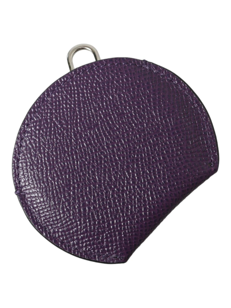Purple Calfskin Leather Round Logo Hand Mirror Holder alternative