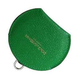 Green Calfskin Leather Round Logo Hand Mirror Holder