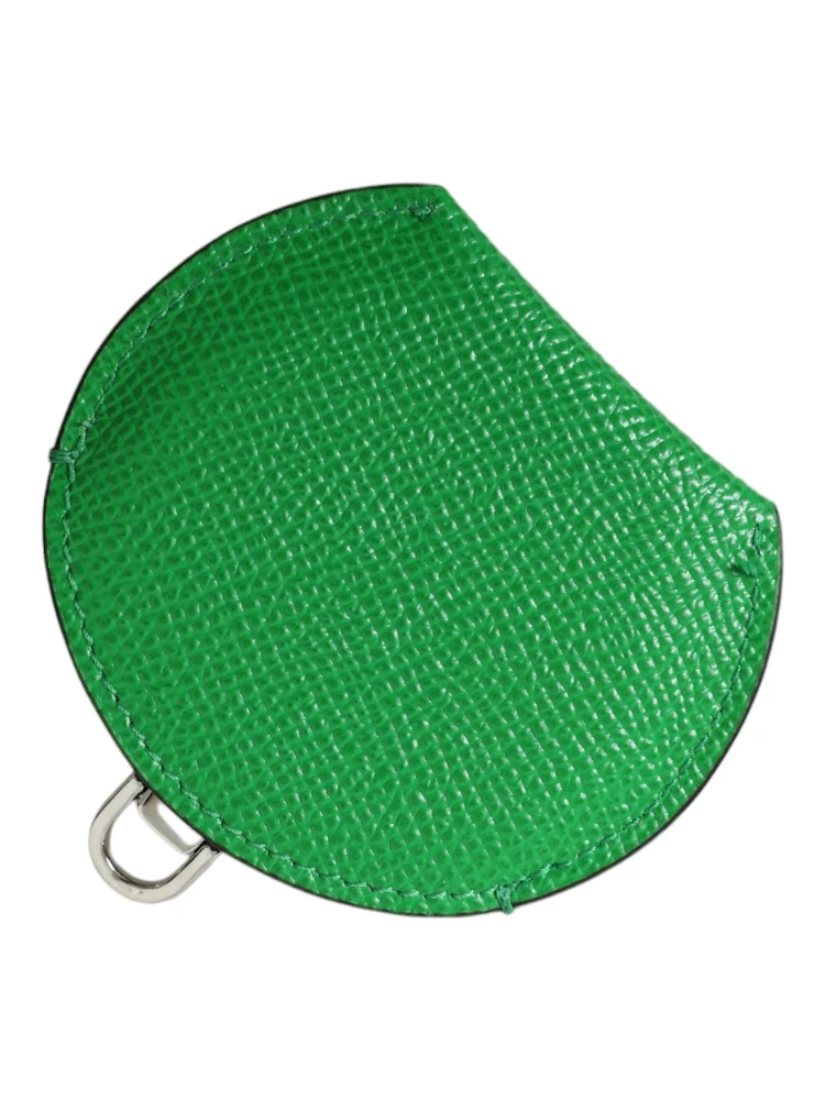 Green Calfskin Leather Round Logo Hand Mirror Holder alternative