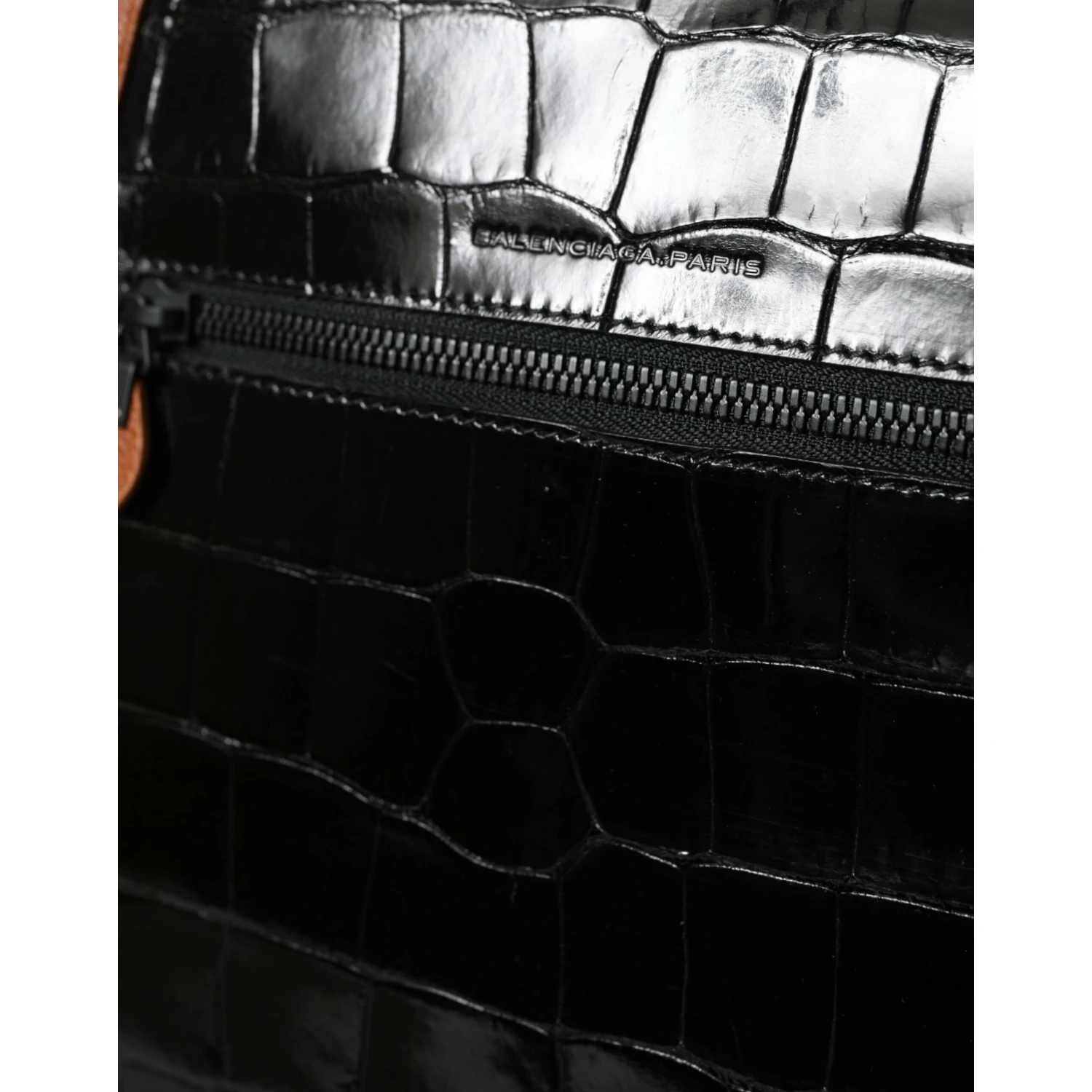 Black Brown Exotic Skin Leather Vertical Crossbody Purse Bag
