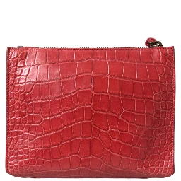 Red Exotic Skin Leather Classic Pouch Purse Wristlet Bag
