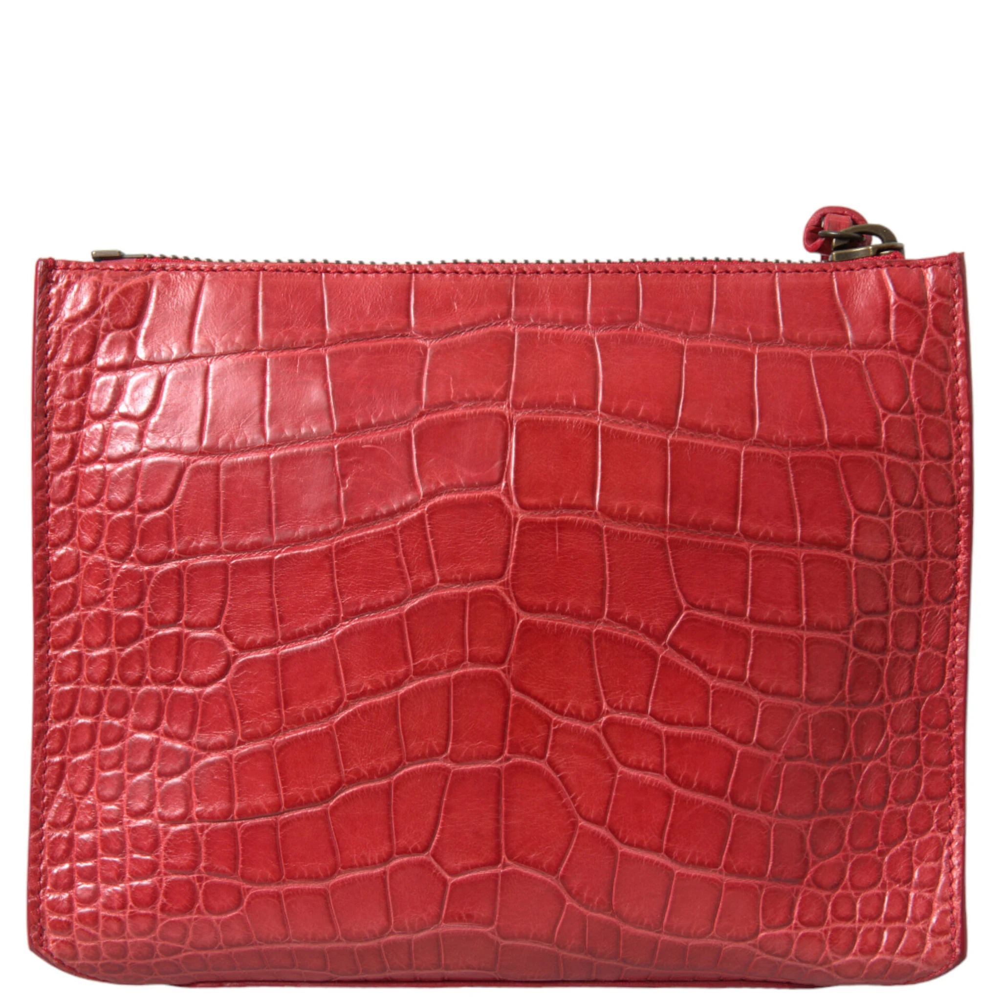 Red Exotic Skin Leather Classic Pouch Purse Wristlet Bag