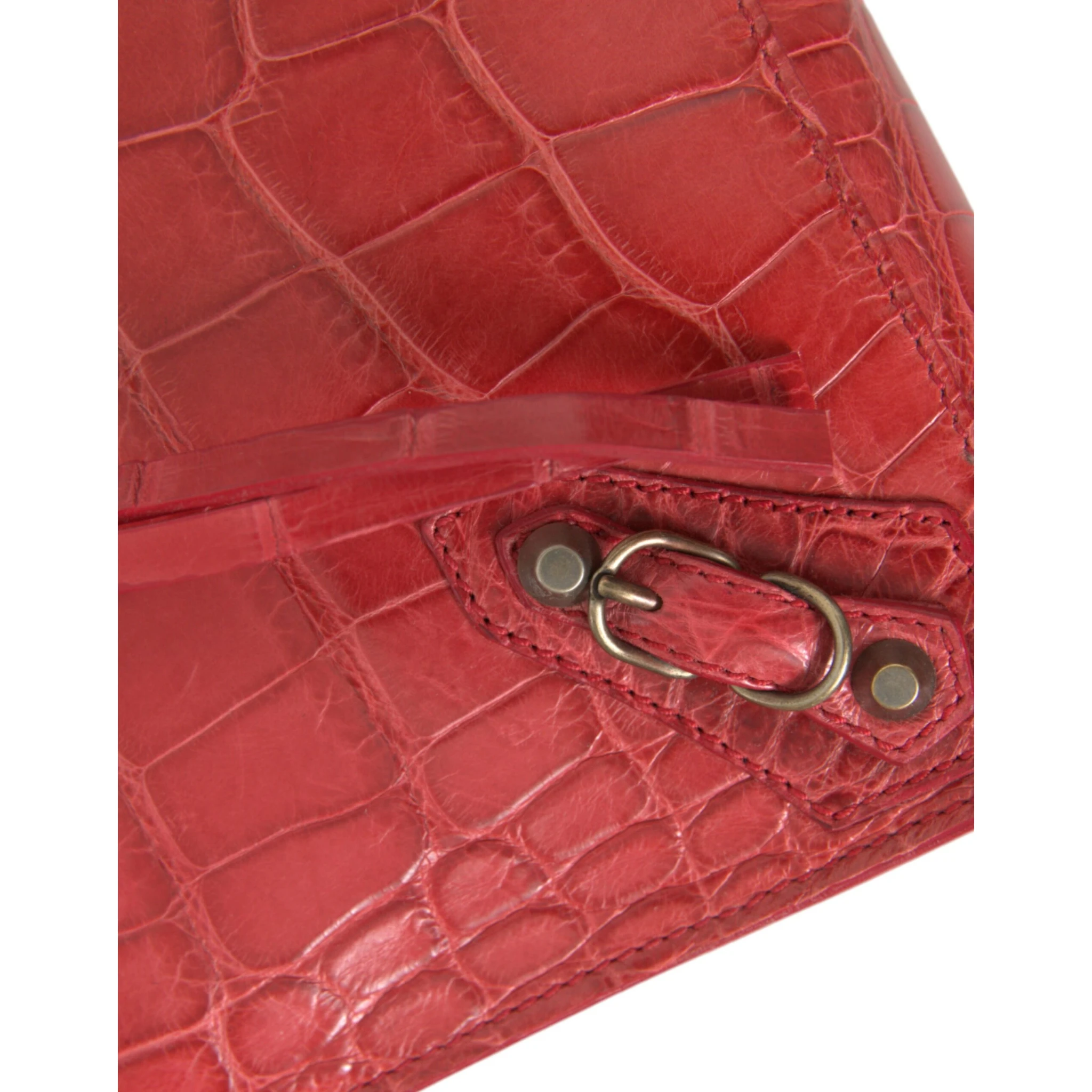 Red Exotic Skin Leather Classic Pouch Purse Wristlet Bag