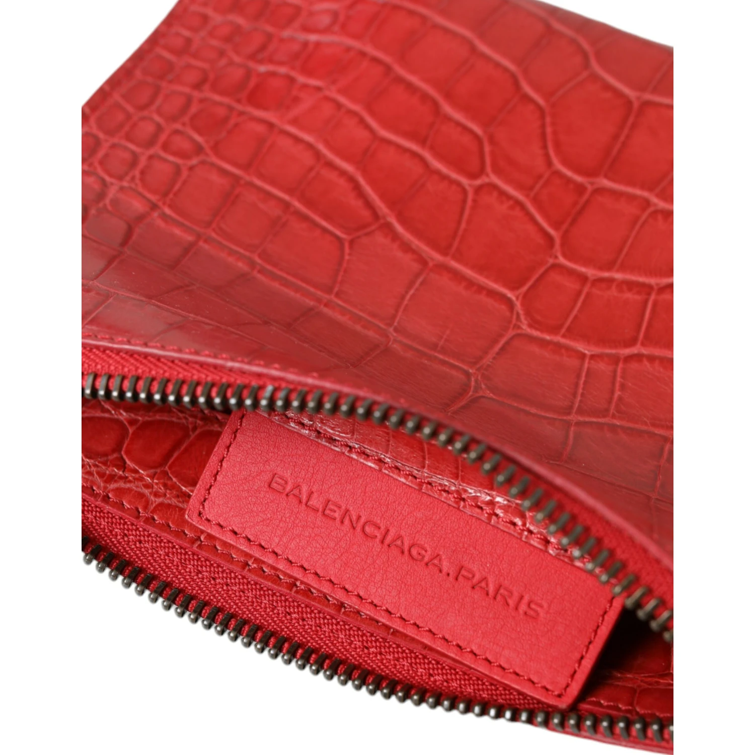 Red Exotic Skin Leather Classic Pouch Purse Wristlet Bag