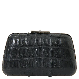 Black Exotic Skin Leather Shoulder Crossbody Box Clutch Bag