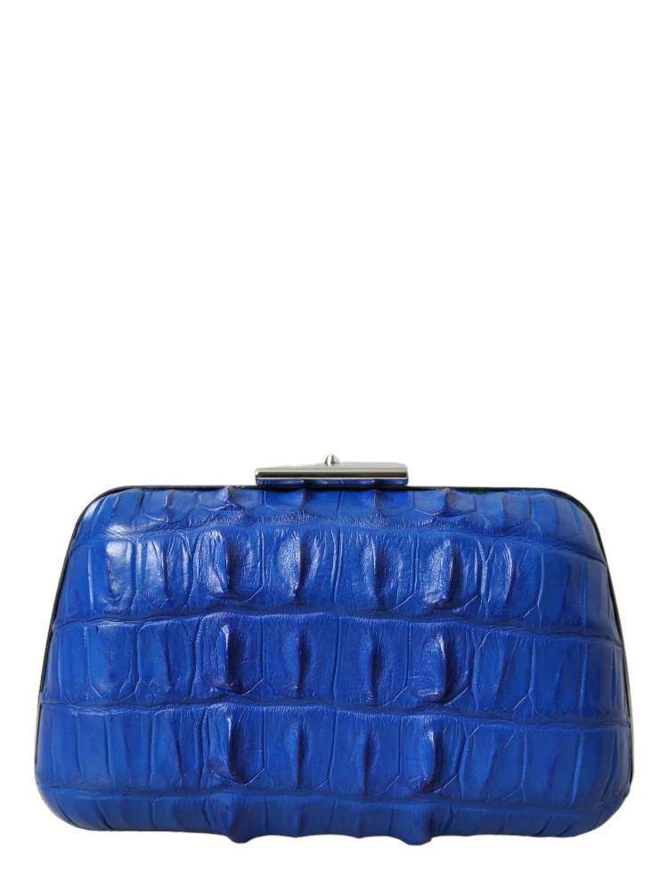 Blue Exotic Skin Leather Shoulder Crossbody Box Clutch Bag alternative