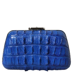 Blue Exotic Skin Leather Shoulder Crossbody Box Clutch Bag
