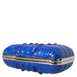 Blue Exotic Skin Leather Shoulder Crossbody Box Clutch Bag