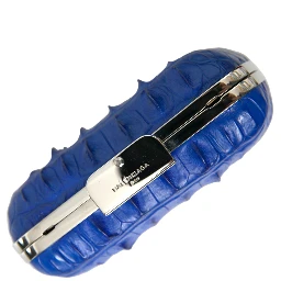 Blue Exotic Skin Leather Shoulder Crossbody Box Clutch Bag