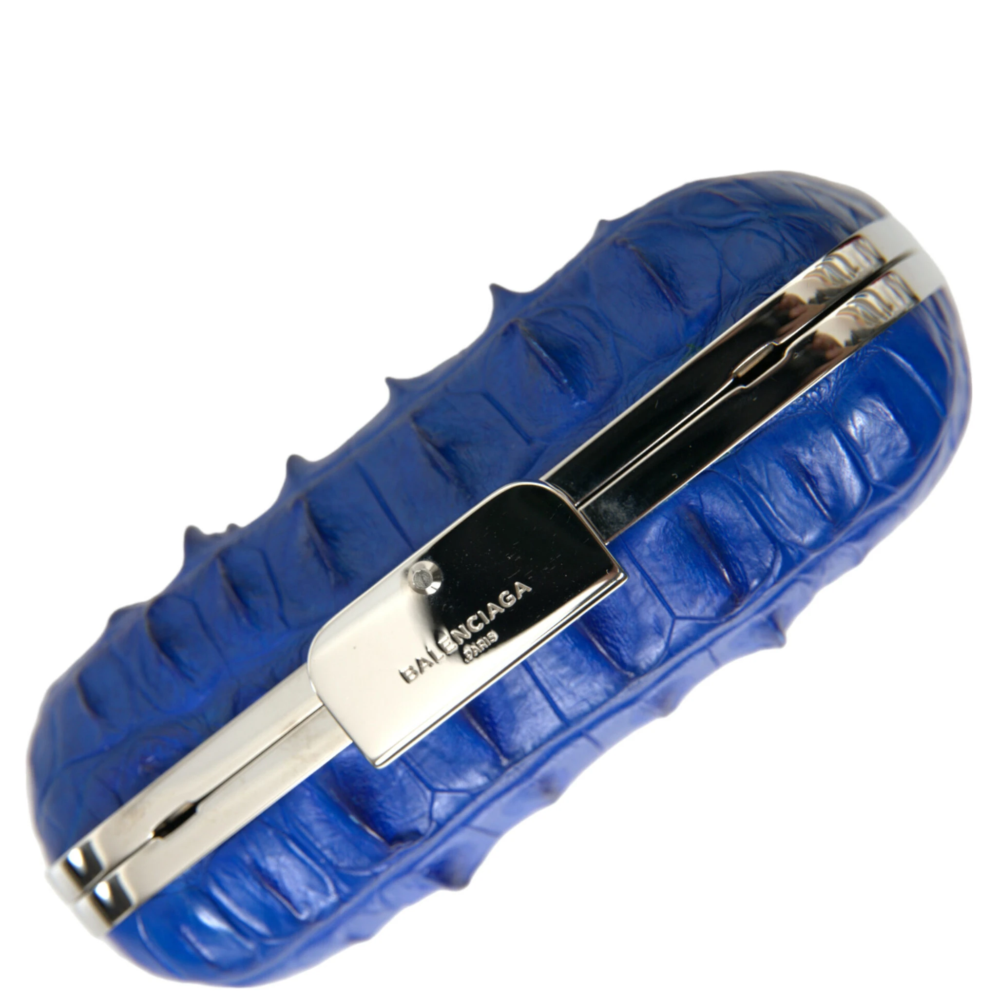 Blue Exotic Skin Leather Shoulder Crossbody Box Clutch Bag