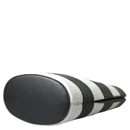 Black White Striped Exotic Skin Leather Maxi Bucket Tote Bag