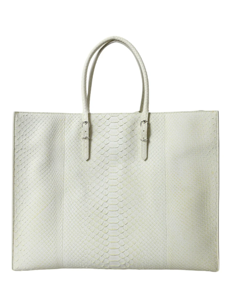 White Yellow Exotic Skin Leather Shopping Tote PAPIER Bag alternative