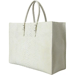 White Yellow Exotic Skin Leather Shopping Tote PAPIER Bag