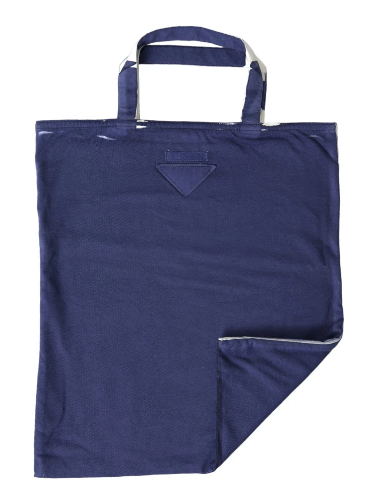 Blue Jersey Fabric Logo Shoulder Shopping Tote Shopping Bag