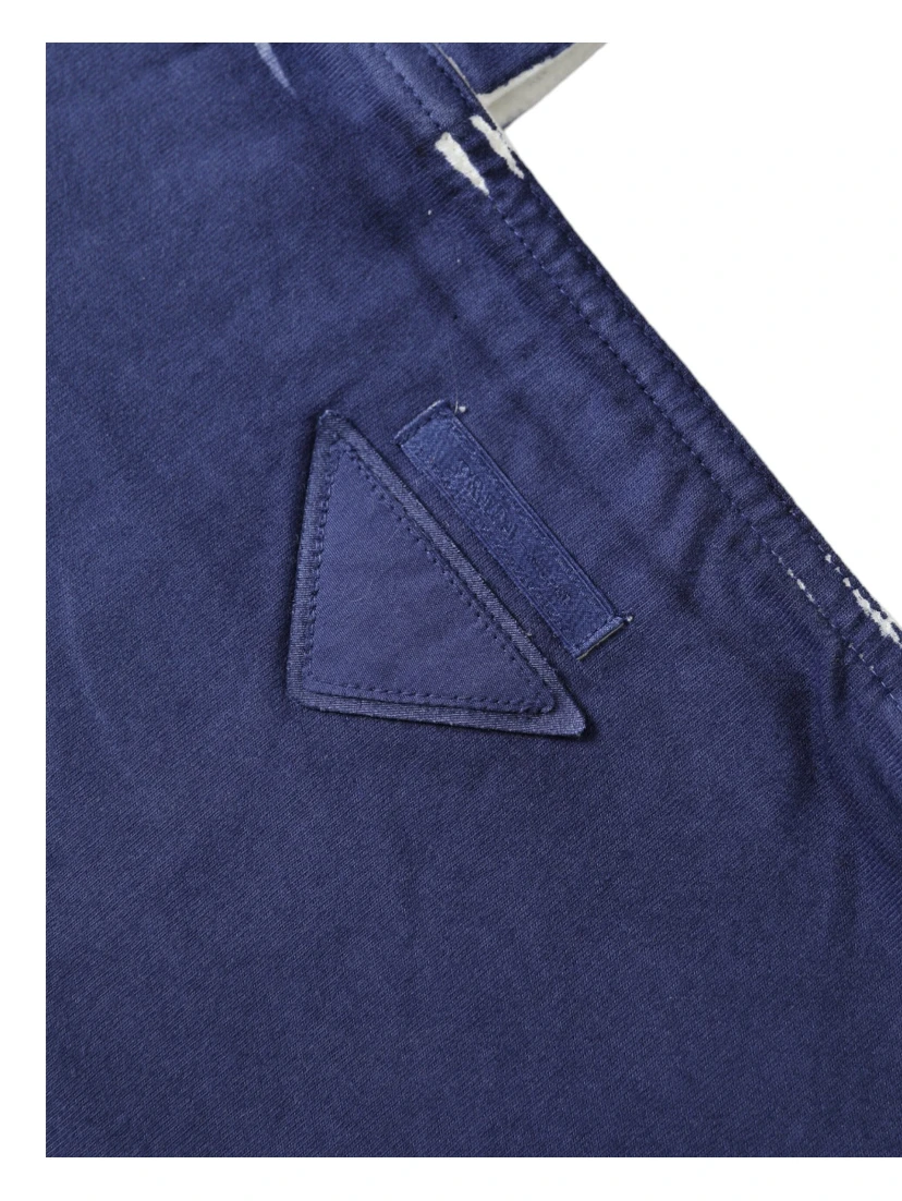 Blue Jersey Fabric Logo Shoulder Shopping Tote Shopping Bag