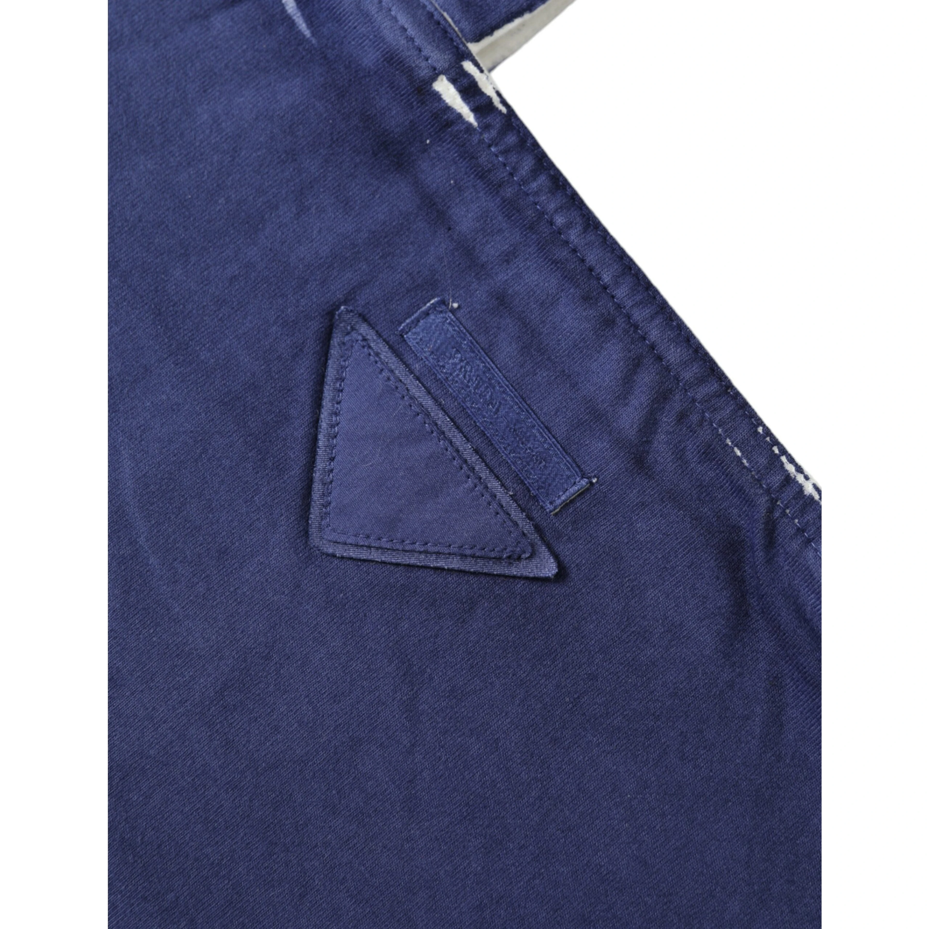 Blue Jersey Fabric Logo Shoulder Shopping Tote Shopping Bag
