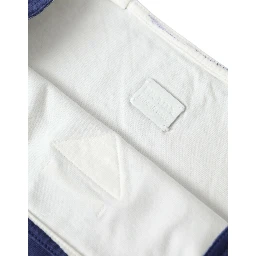 Blue Jersey Fabric Logo Shoulder Shopping Tote Shopping Bag