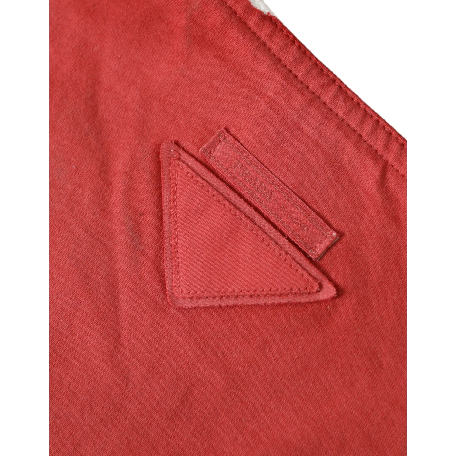 Red Jersey Fabric Logo Shoulder Shopping Tote Bag