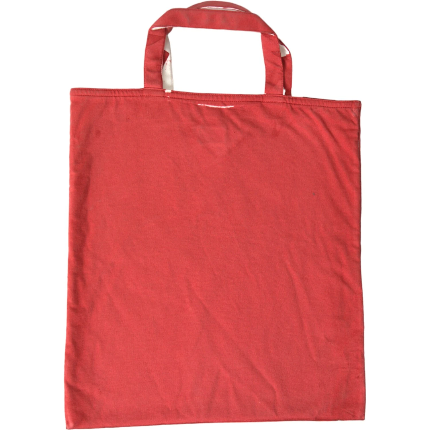 Red Jersey Fabric Logo Shoulder Shopping Tote Bag