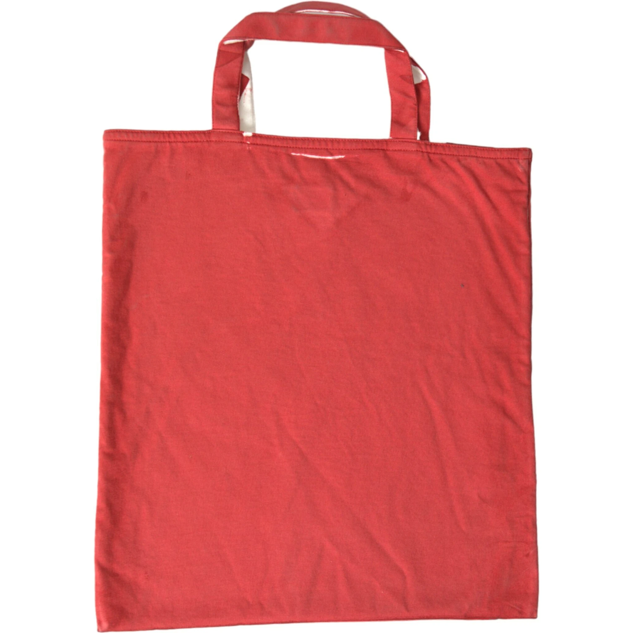 Red Jersey Fabric Logo Shoulder Shopping Tote Bag