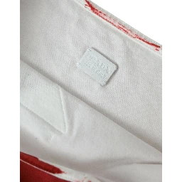 Red Jersey Fabric Logo Shoulder Shopping Tote Bag