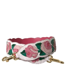 White Floral Leather Accessory Shoulder Strap