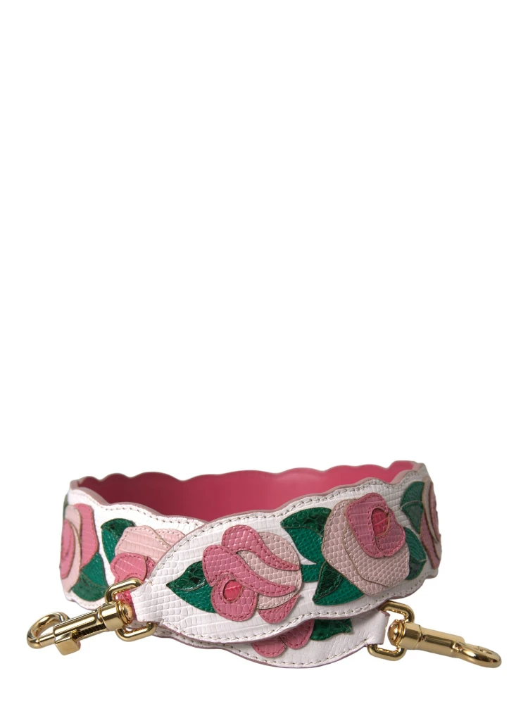 White Floral Leather Accessory Shoulder Strap