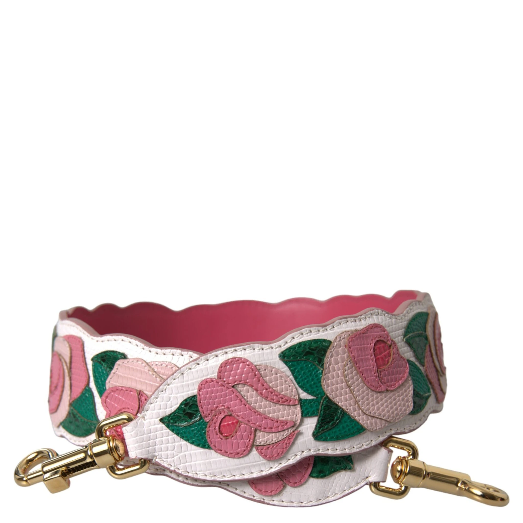 White Floral Leather Accessory Shoulder Strap