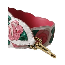 White Floral Leather Accessory Shoulder Strap