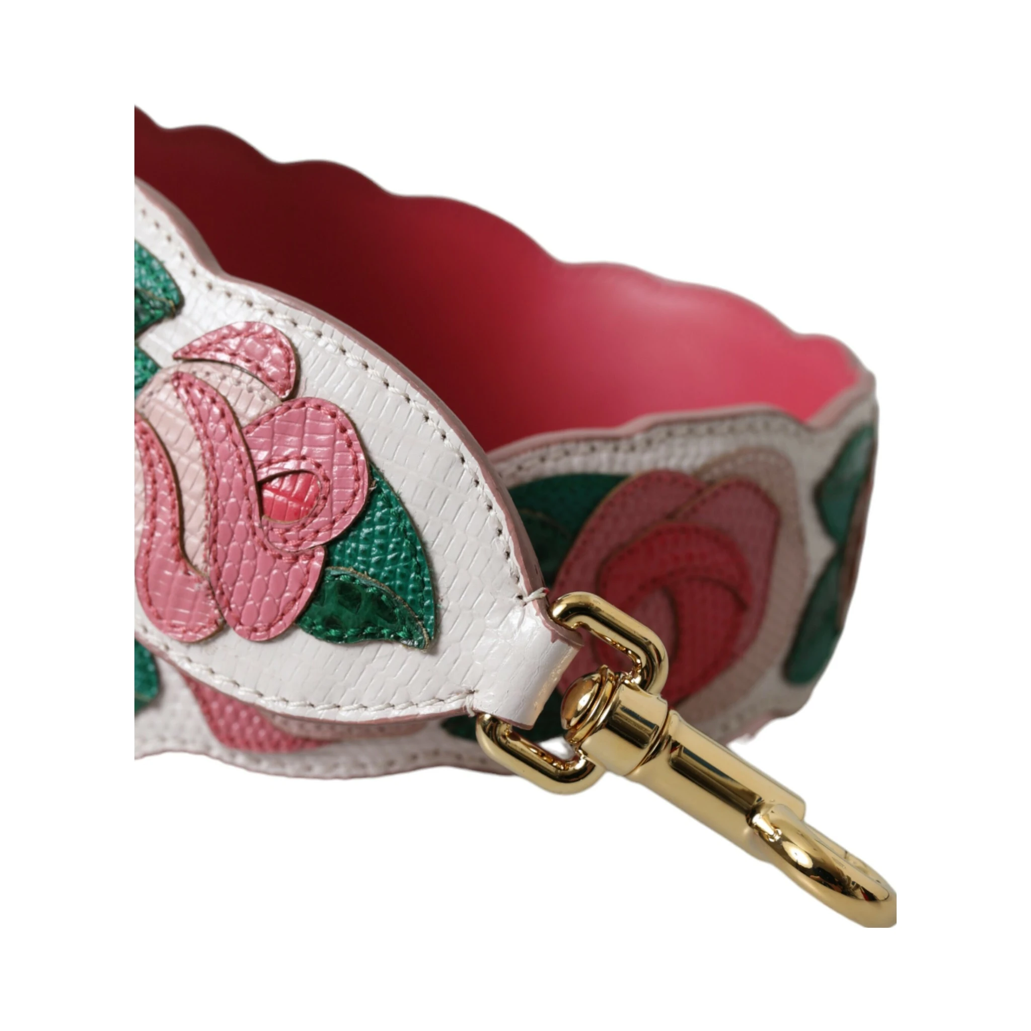 White Floral Leather Accessory Shoulder Strap