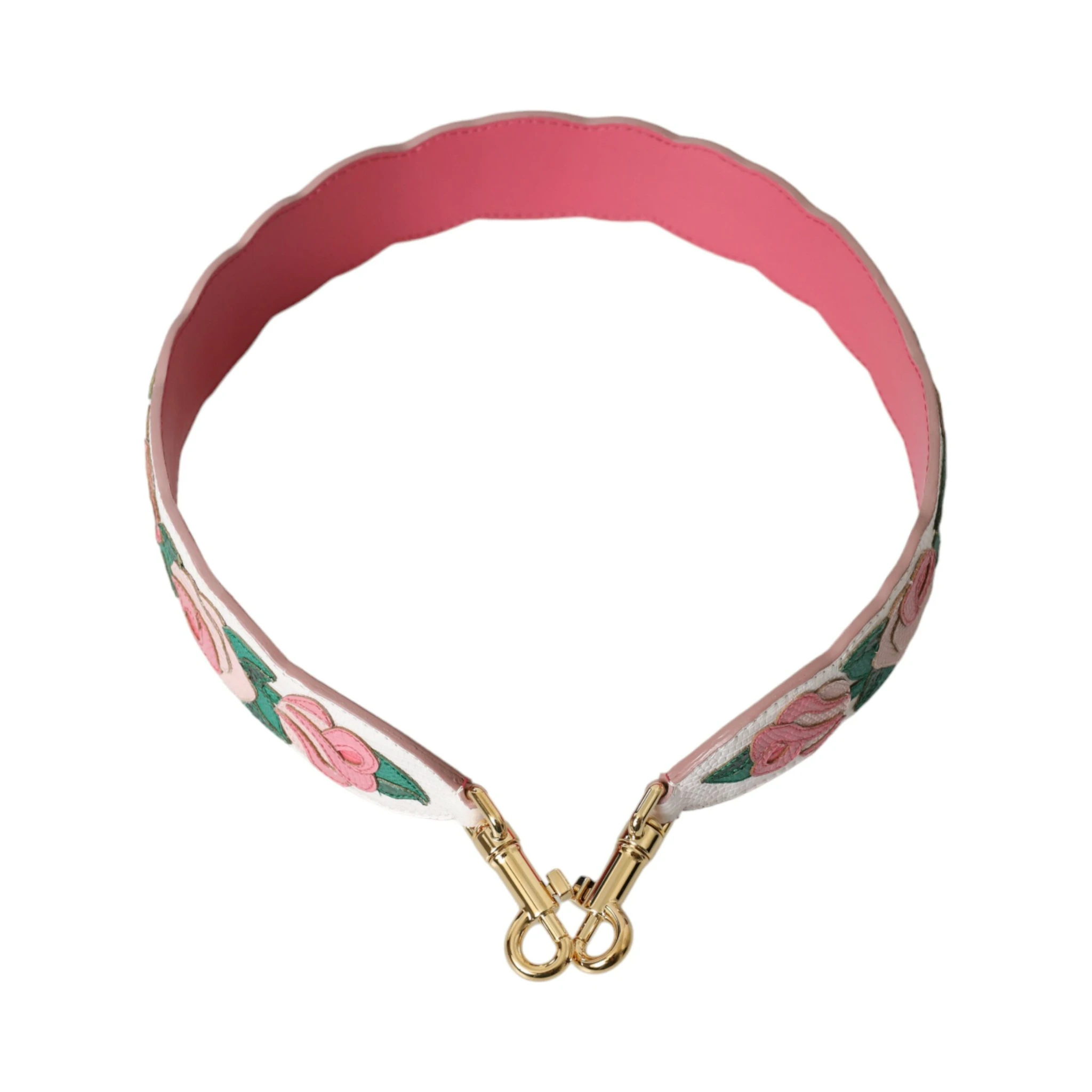 White Floral Leather Accessory Shoulder Strap