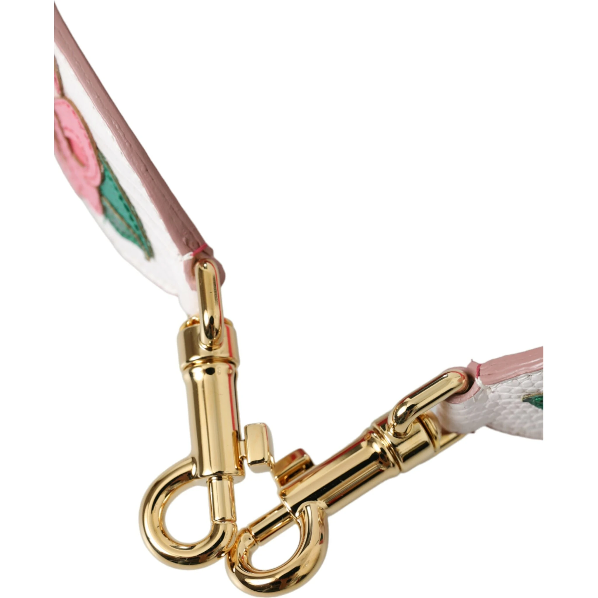 White Floral Leather Accessory Shoulder Strap